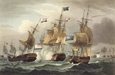 Action au large de Camperdown, 11 octobre 1797, gravée par Thomas Sutherland pour 